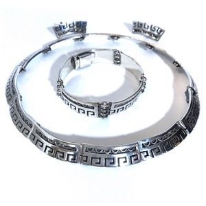STERLING MID CENTURY MODERN CHOKER BRACELET EARRINGS COLLECTIBLE ARTICULATED SET